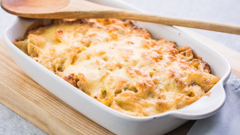 Chicken tetrazzini with wooden spoon