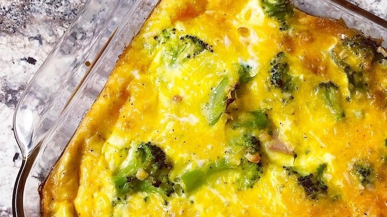 Cheese strata with ham and broccoli