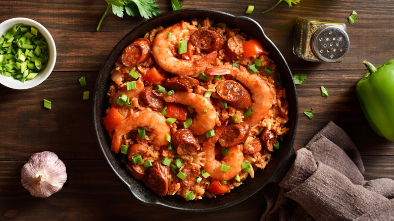 Jambalaya in skillet
