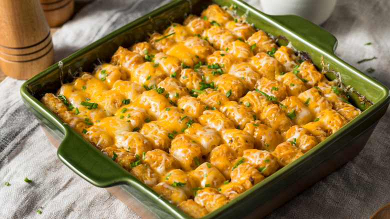 Tater tot hotdish with cheese