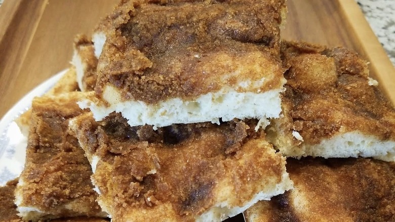 closeup of Moravian sugar cake