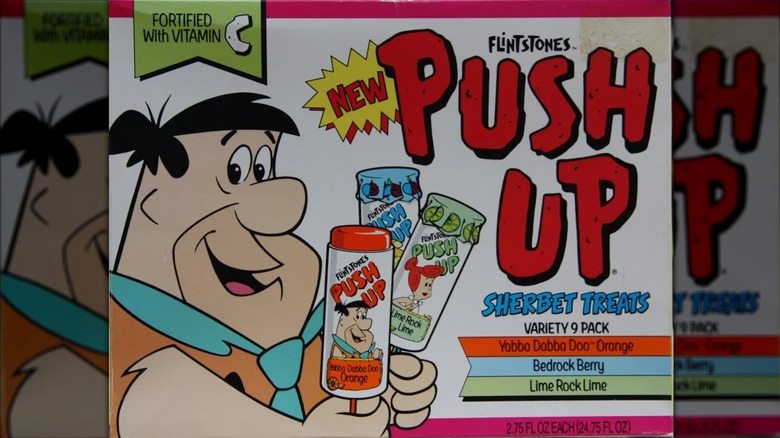 Flintstone's Push UPs box with Freddy Flintstone on the front holding a few.