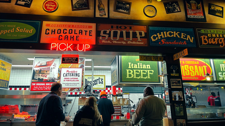 Portillo's in-restaurant signage, including one for catering