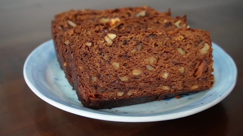 Slices of persimmnon bread on a plate