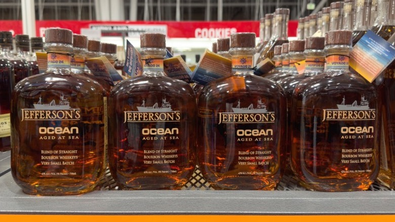 Several bottles of Jefferson's Aged At Sea bourbon.