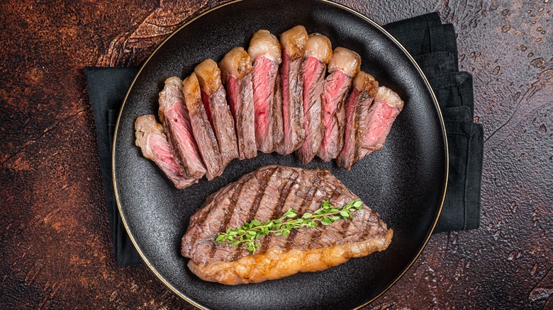 Top sirloin steak on a plate 