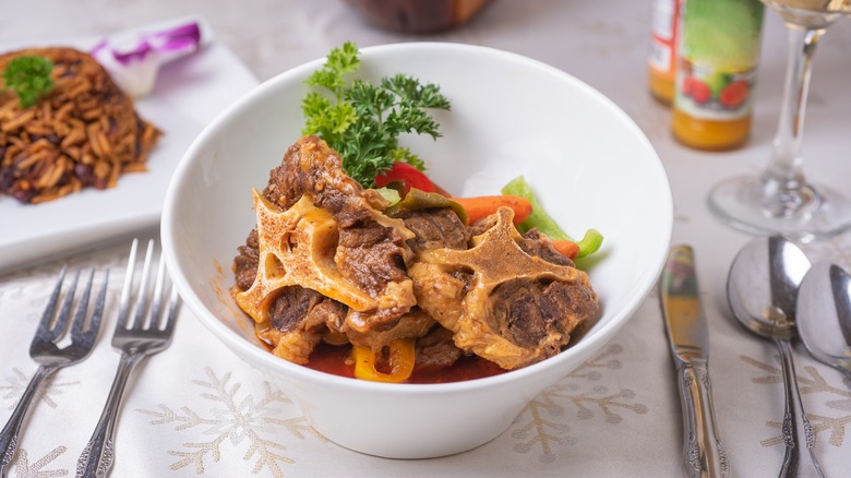 Beef tail in bowl