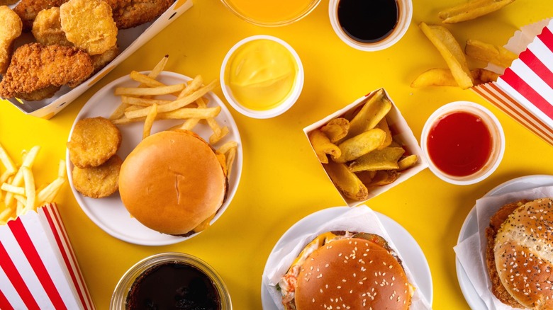 Various fast food items.