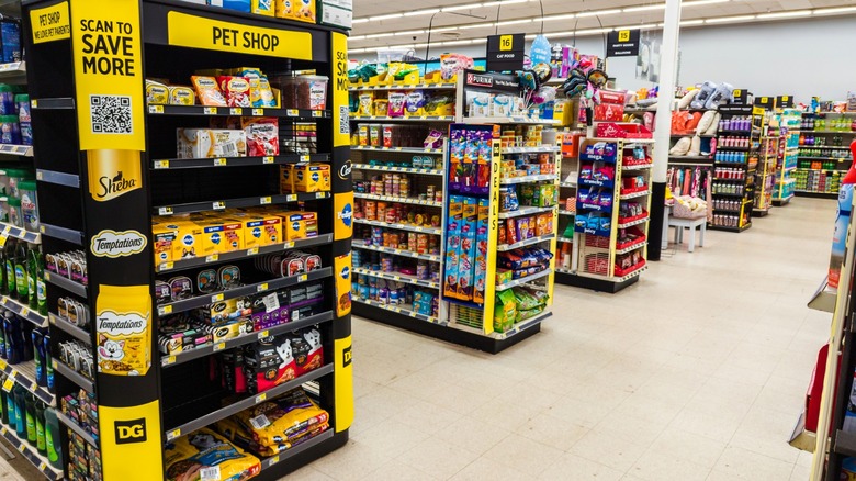 Aisles of products in Dollar General store