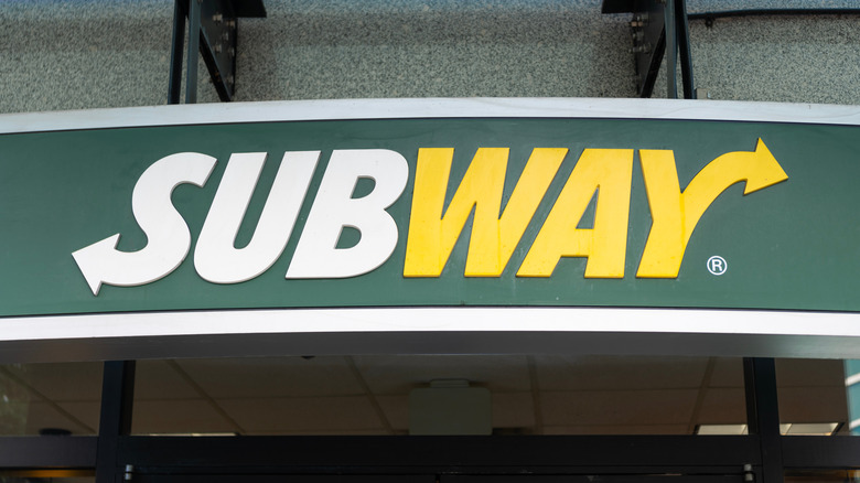 Close-up of an exterior Subway sign