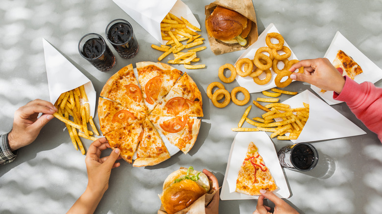 People eating fast food