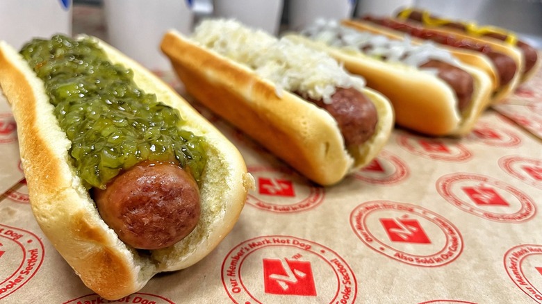 Row of Sam's Club hot dogs