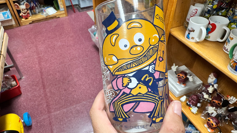 A vintage McDonald's glass featuring Mayor McCheese