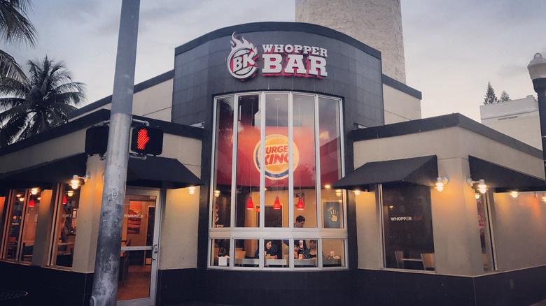 Exterior of a Burger King Whopper Bar, evening