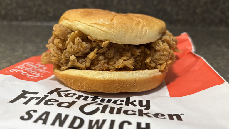 KFC Spicy Chicken Sandwich on wrapper