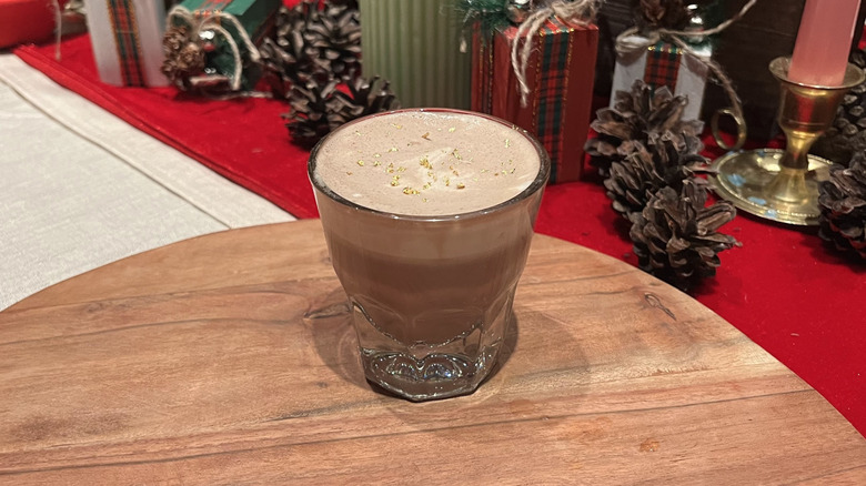 Starbucks new caramel miso hot chocolate dusted with gold sprinkles