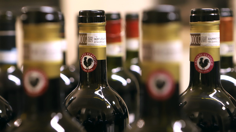 DOCG labels on wine.