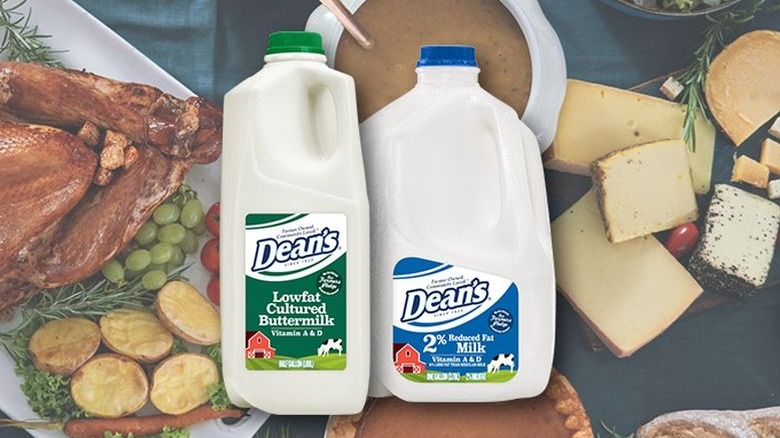 Dean's Dairy milk products hover over food