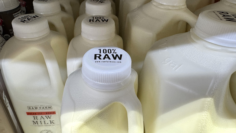 Raw milk in store