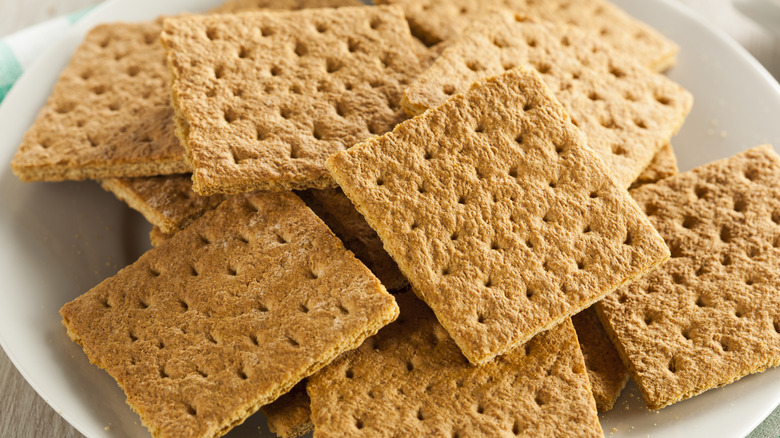 Graham crackers on plate