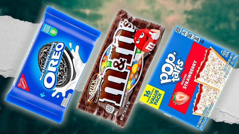 packages of Oreo, M&M's, and Pop-Tarts