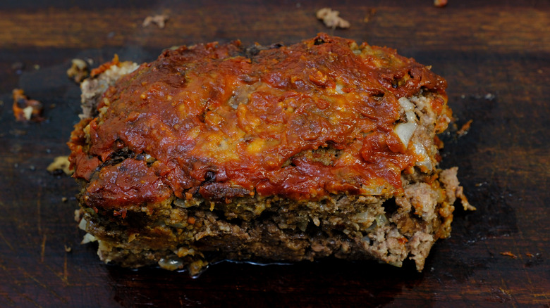 meatloaf topped with ketchup