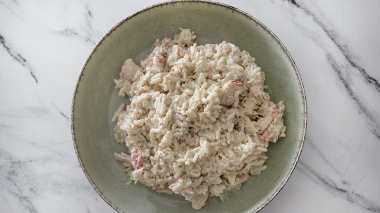 a bowl of tuna fish salad. No thanks