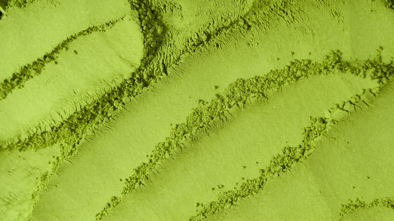 A close up of matcha powder.