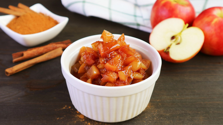 Dish of caramelized apples