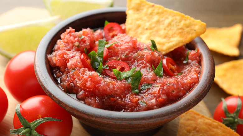 homemade salsa with chips
