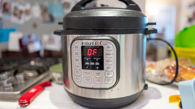 An Instant Pot sitting on a kitchen counter