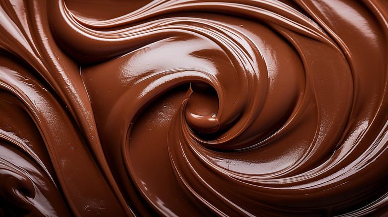 A close up of melted milk chocolate