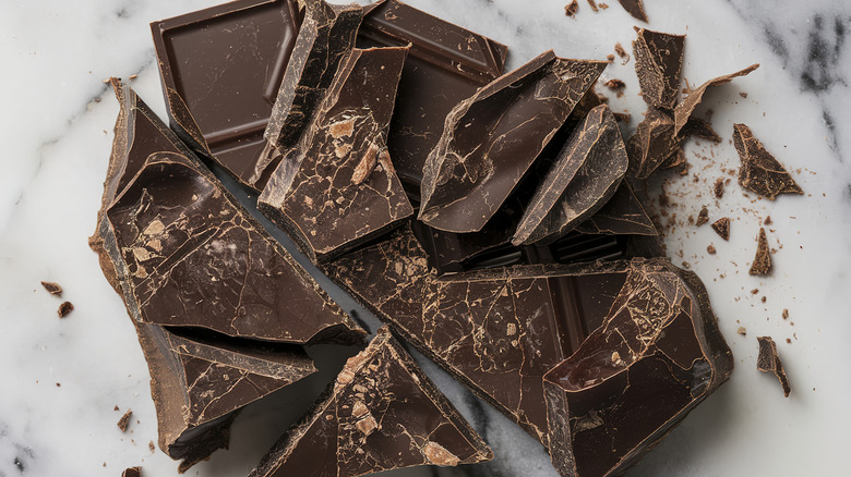 Pieces of dark chocolate