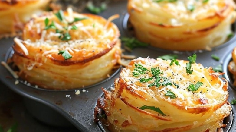 muffin pan potato stacks