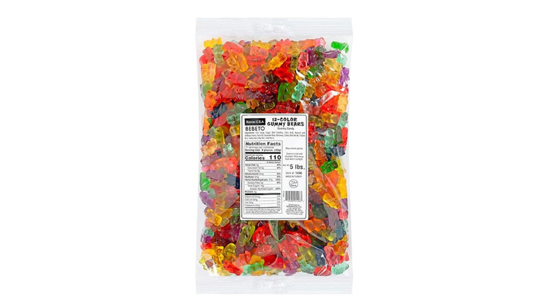 A bag of Kervan gummy bears on a white background.