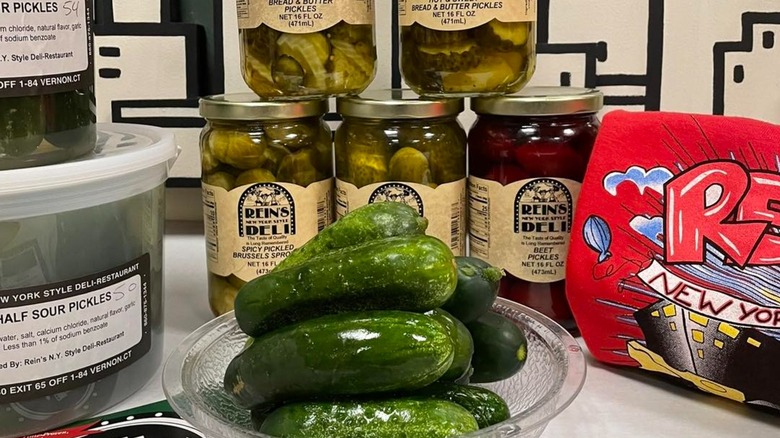 pickles from Rein's Deli in a glass bowl