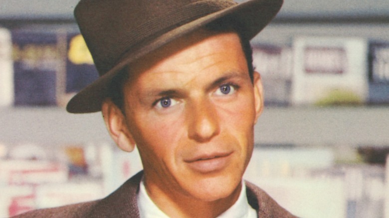 Frank Sinatra wearing a hat in 1955