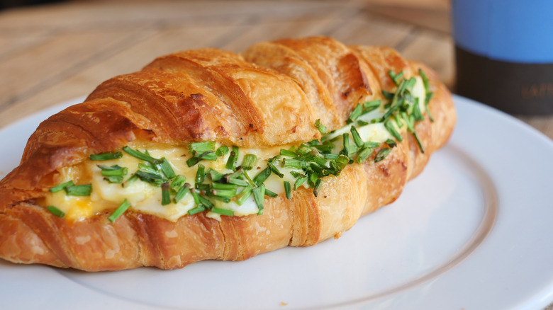 Egg sandwich on a croissant