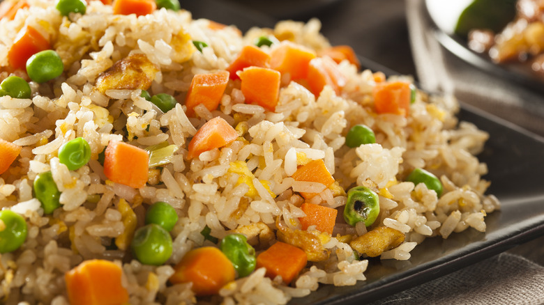 A pan of fried rice