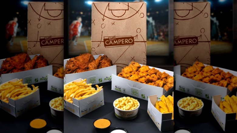 A variety of chicken and sides from Pollo Campero
