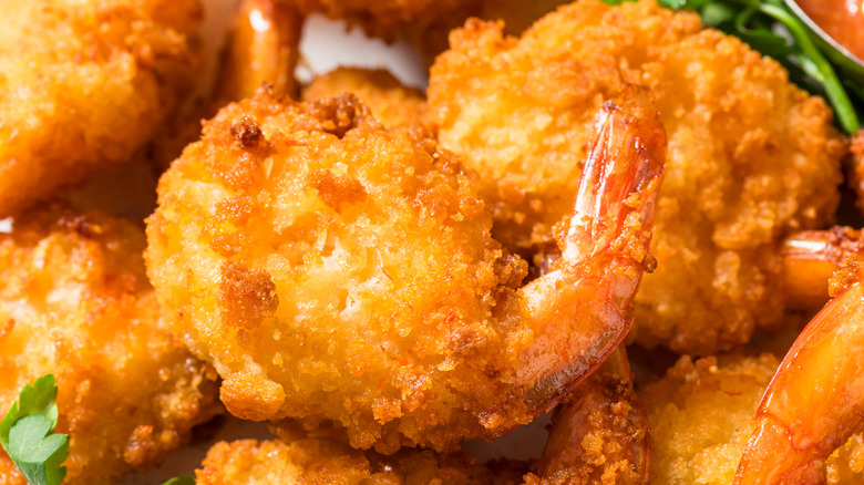 A large pile of homemade fried shrimp