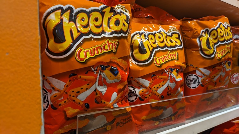 Row of crunchy Cheetos