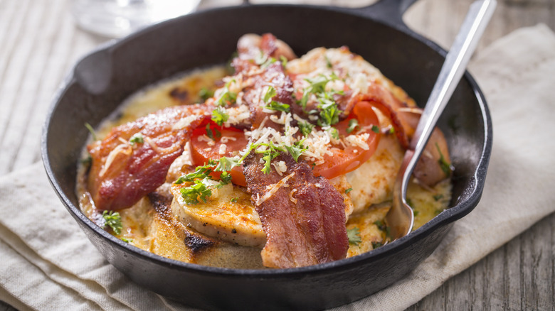 Hot Brown sandwich in skillet