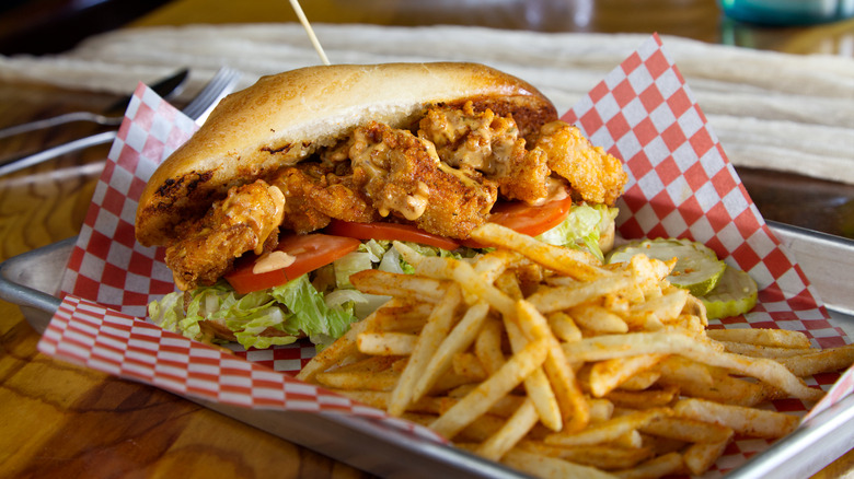 Po'boy sandwich with fries
