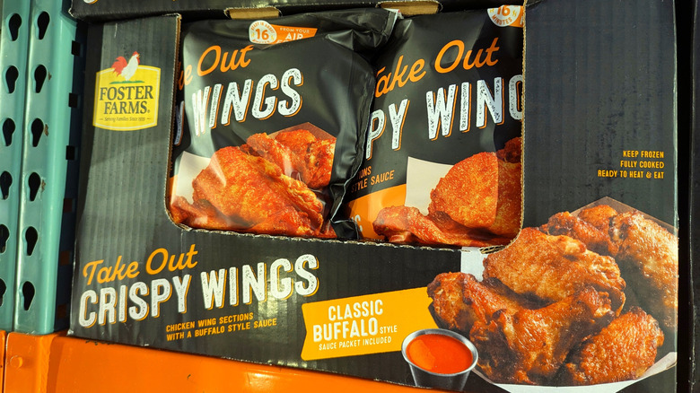 The Foster Farms Take Out Crispy Wings in one of the fridges at Costco.