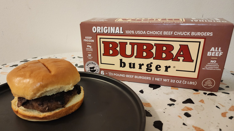 Hamburger with packaging