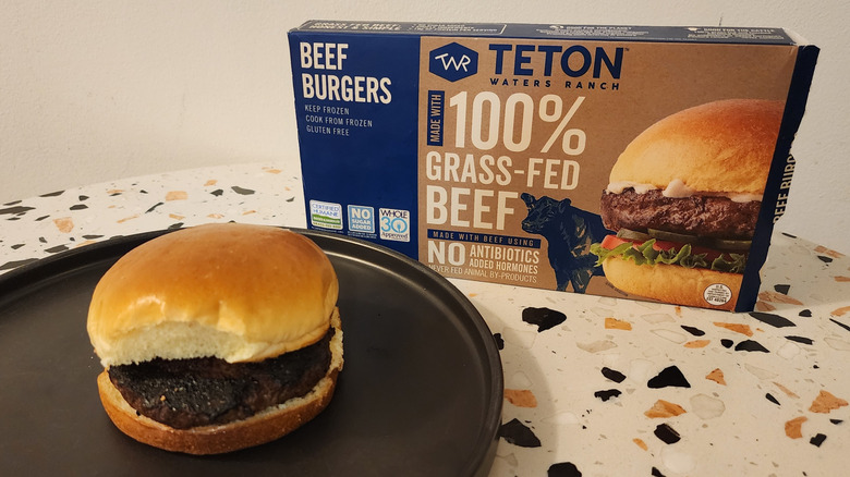 Hamburger with packaging