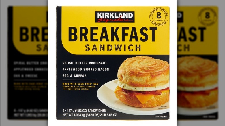 a box of Kirkland Signature Breakfast Sandwiches from Costco