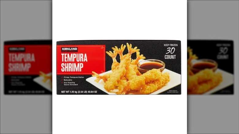 A box of Kirkland Signature Tempura Shrimp