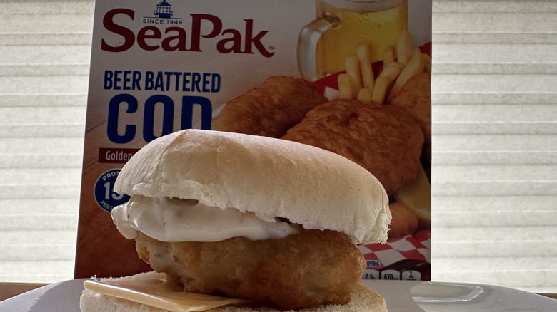 SeaPak Beer Battered Cod with fish sandwich